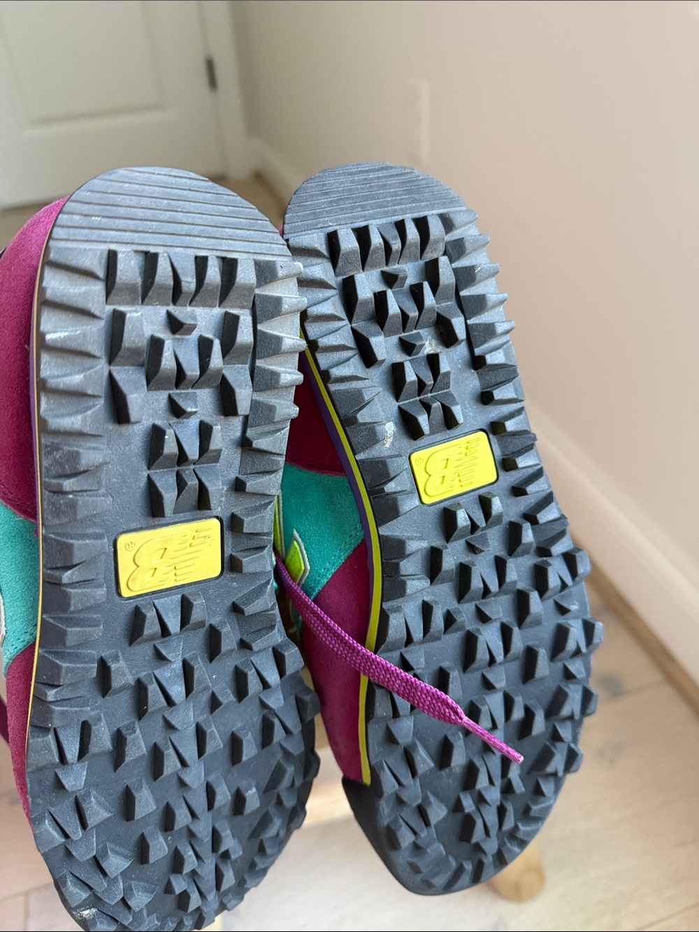New Balance 710 Athletic Shoes in Teal, Purple, Gray with Neon Yellow Accents - Picture 4 of 4